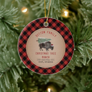 Ornamento De Cerâmica Papais noeis do Ranch da Árvore de Natal Xadrez d