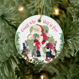 Ornamento De Cerâmica Papais noeis e coelhos coelhos de Natal Personaliz