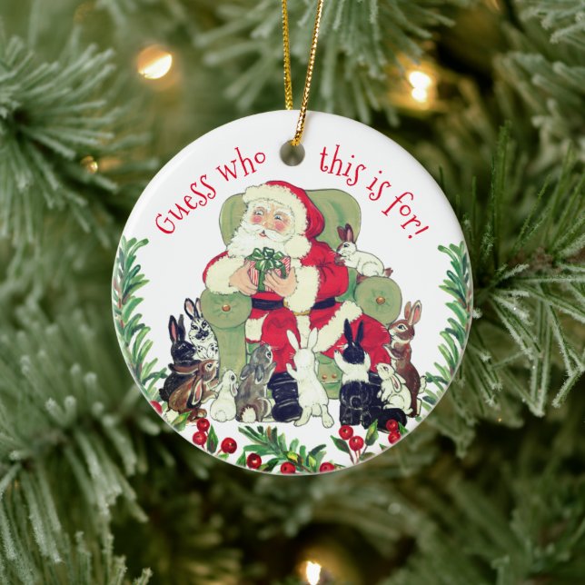 Ornamento De Cerâmica Papais noeis e coelhos coelhos de Natal Personaliz (Árvore)