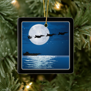 Ornamento De Cerâmica Papais noeis e Super Hornets F/A-18 Jets Natal