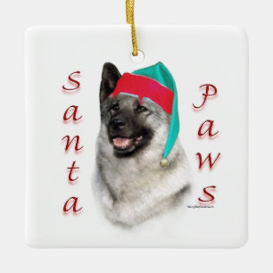 Ornamento De Cerâmica Papais noeis Elkhound Paws