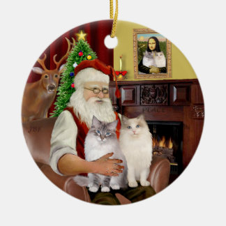 Ornamento De Cerâmica Papais noeis em casa - Dois gatos Ragdoll