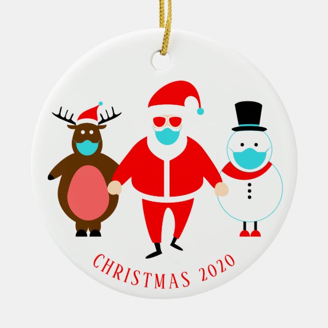 Ornamento De Cerâmica Papais noeis Engraçados Face Máscara Personalizada (Frente)