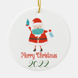 Ornamento De Cerâmica papais noeis engraçados Natal com cara Mask e San