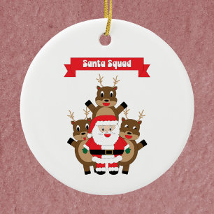 Ornamento De Cerâmica Papais noeis Esquadrão Reindeer Engraçado