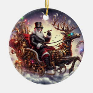 Ornamento De Cerâmica Papais noeis/Estaleiro de renas Natal/Inverno