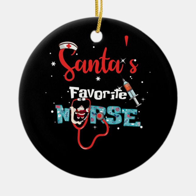 Ornamento De Cerâmica Papais noeis Favoritos Enfermeira Estetoscópio de  (Frente)