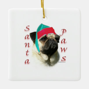 Ornamento De Cerâmica Papais noeis Fawn Pug