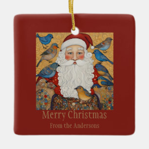 Ornamento De Cerâmica Papais noeis Feliz Saudação de Natal