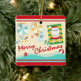 Ornamento De Cerâmica Papais noeis Fofos Personalizados no Natal da Prai