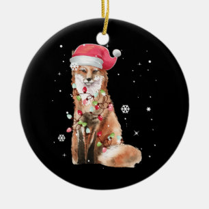Ornamento De Cerâmica Papais noeis Fox Christmas Lights Fox Lover Natal