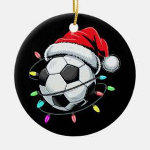 Ornamento De Cerâmica Papais noeis Futebol Bola de Natal Luzes Crianças 