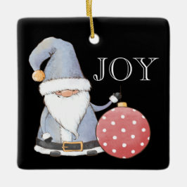 Ornamento De Cerâmica Papais noeis Gnome Red Ornament Editável Natal