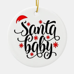 Ornamento De Cerâmica Papais noeis Gravidez bebê Anúncio Papais noeis de