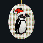 Ornamento De Cerâmica Papais noeis Humboldt Penguin<br><div class="desc">Pinguins sul-americanos, como este cartoon Humboldt Penguin, adoram celebrar o Natal! Nosso Birdorable Humboldt Penguin está vestindo um chapéu de Papai Noel - que fofo é isso? Você pode personalizar este presente! Mova o pinguim ao redor, mude a cor ou o estilo do fundo, adicione texto ou imagens — faça...</div>