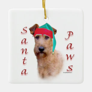 Ornamento De Cerâmica Papais noeis irlandeses Terrier Paws