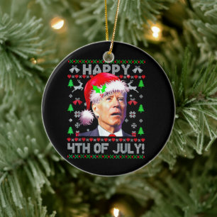 Ornamento De Cerâmica Papais noeis Joe Biden Feliz 4 de julho Feliz Nata