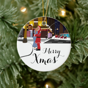 Ornamento De Cerâmica Papais noeis Kiss Na Broadway Christmas Ornam