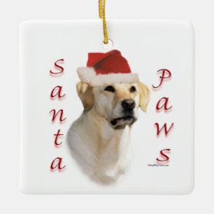 Ornamento De Cerâmica Papais noeis Labrador Retriever (amarelo)
