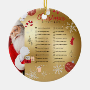 Ornamento De Cerâmica Papais noeis Lista de Baldes de Natal Red Dourada
