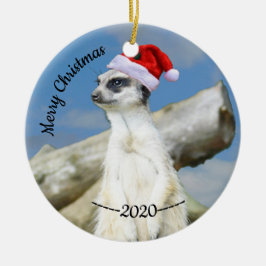 Ornamento De Cerâmica Papais noeis Meerkat Feliz Natal
