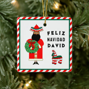 Ornamento De Cerâmica Papais noeis mexicanos personalizados