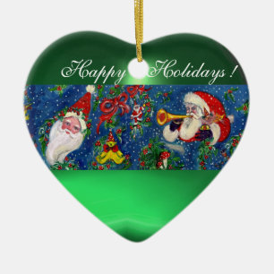 Ornamento De Cerâmica PAPAIS NOEIS MUSICAIS DE NATAL À NOITE O Coraçã