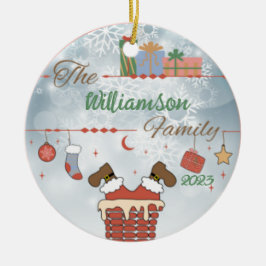 Ornamento De Cerâmica Papais noeis na chaminé