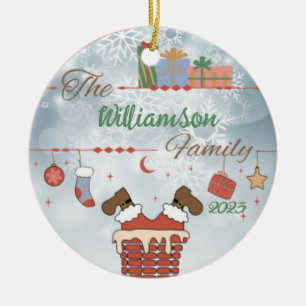 Ornamento De Cerâmica Papais noeis na chaminé