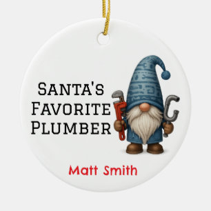 Ornamento De Cerâmica Papais noeis Personalizados: Canalizador/Handyman