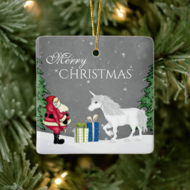 Ornamento De Cerâmica Papais noeis personalizados e o Feliz Natal do Uni