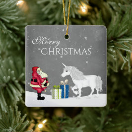 Ornamento De Cerâmica Papais noeis personalizados e o Feliz Natal do Uni