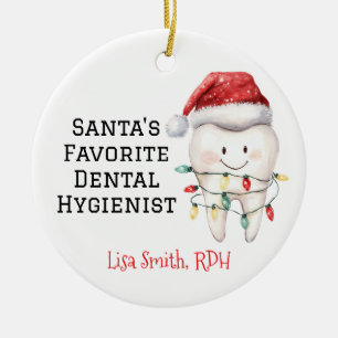 Ornamento De Cerâmica Papais noeis Personalizados Higienista Dental Favo