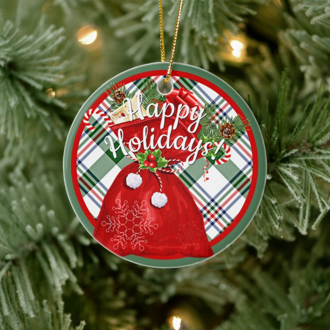 Ornamento De Cerâmica Papais noeis Personalizados Saco De Presente No Pa (Árvore)