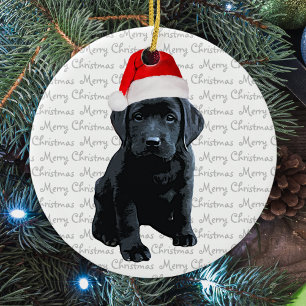 Ornamento De Cerâmica Papais noeis pretos Puppy Pet Feliz Natal Labrador