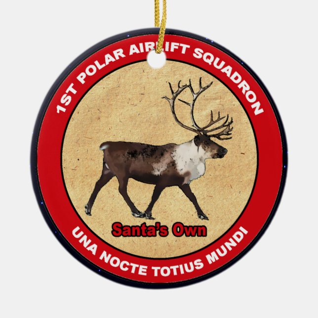 Ornamento De Cerâmica Papais noeis Próprios - Esquadrão de Aeronave Pola (Frente)