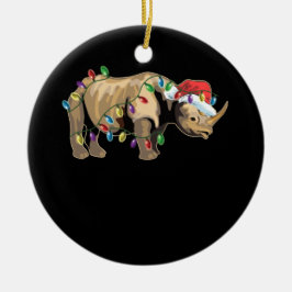 Ornamento De Cerâmica Papais noeis Rhino Natal Luzes Rhino Natal