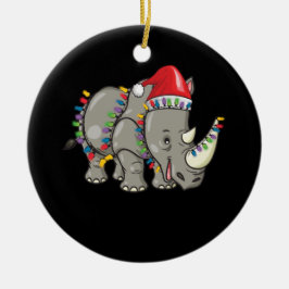 Ornamento De Cerâmica Papais noeis Rhino Natal Luzes Rhino Natal