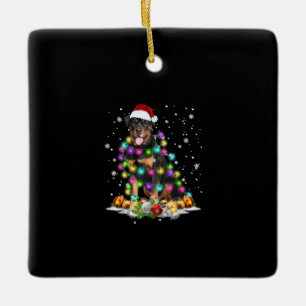 Ornamento De Cerâmica Papais noeis Rottweiler Luzes de Árvore de Natal X