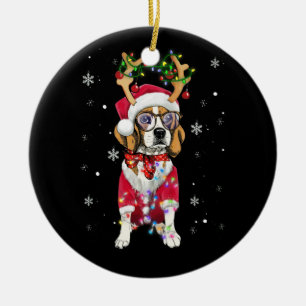 Ornamento De Cerâmica Papais noeis Sapos Beagle Dons de Natal