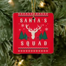 Ornamento De Cerâmica Papais noeis Squad e Sweater de Natal Feio