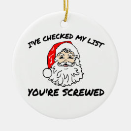 Ornamento De Cerâmica Papais noeis Verificaram Sua Lista
