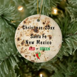 Ornamento De Cerâmica Papais noeis vermelho ou verde Tortilla & Chili do