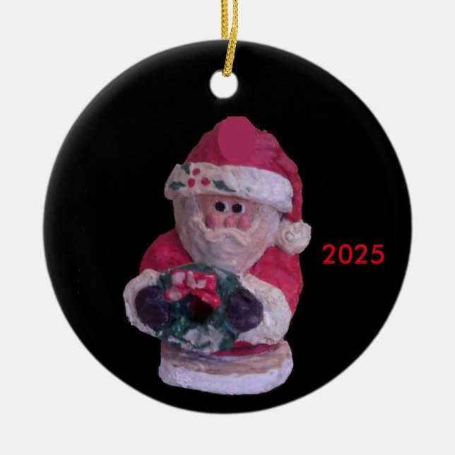 Ornamento De Cerâmica Papais noeis WREATH 2018 COLLECTOR CHRISTMAS (Frente)