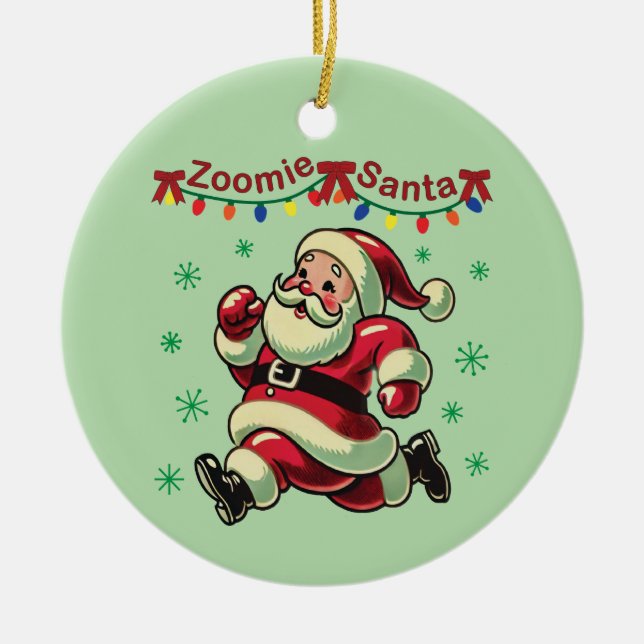 Ornamento De Cerâmica Papais noeis Zoomie Natal (Frente)
