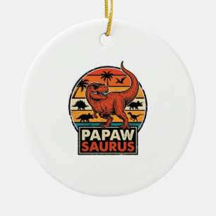Ornamento De Cerâmica PapaiSaúro Retro Dinossauro Pôr do Sol Design Veto