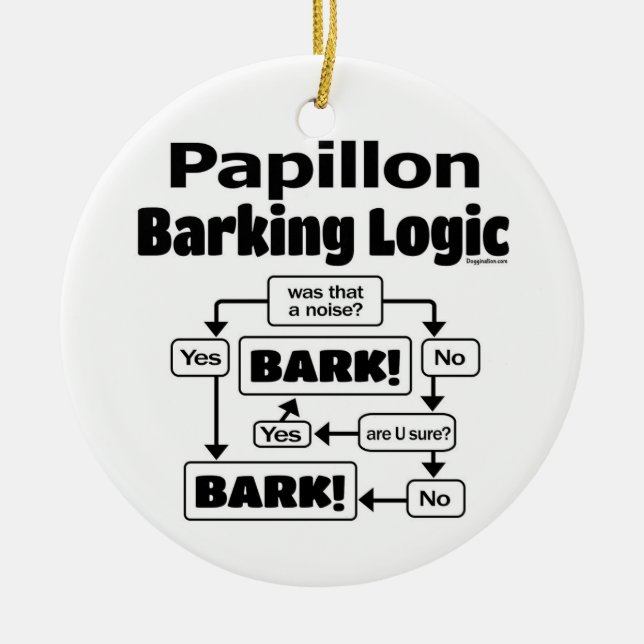 Ornamento De Cerâmica Papillon Barking Logic (Frente)