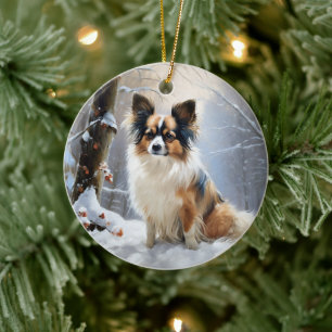 Ornamento De Cerâmica Papillon Deixe-O Neve Natal