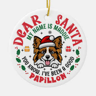 Ornamento De Cerâmica Papillon Dog Papais noeis Árvore de Natal Personal