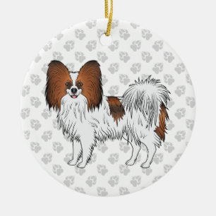 Ornamento De Cerâmica Papillon Vermelho E Feliz Cão Com Patas